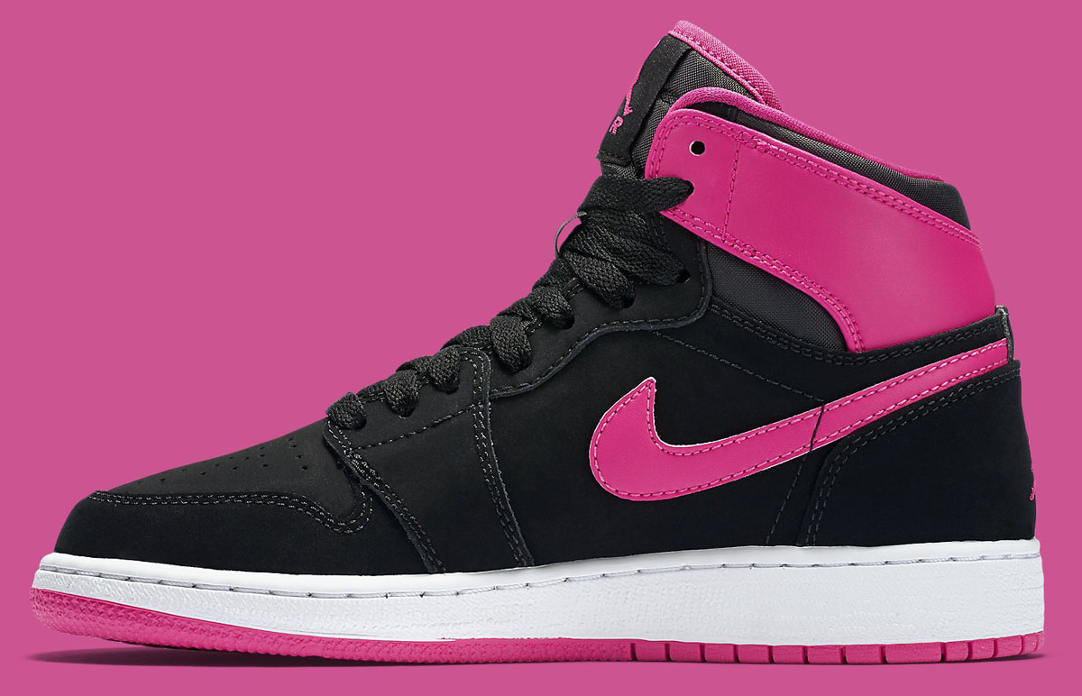 girls pink and black jordans