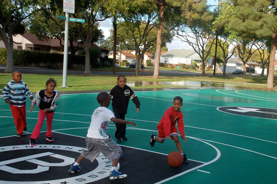 Kids Enjoying Brandon Jennings' Refurbished Rowley Park Basketball Court