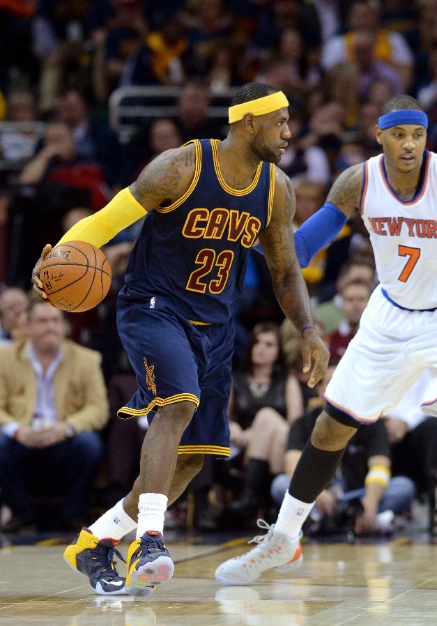 LeBron James wearing Nike LeBron XII 12 Blue Cavs PE (5)