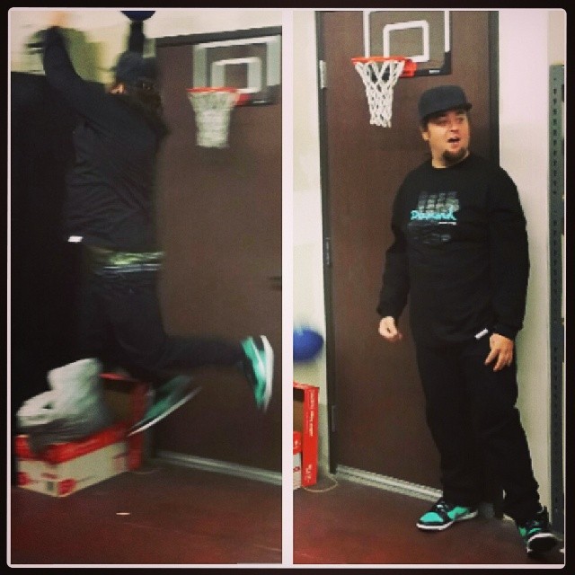 Chumlee wearing Nike Dunk High SB Tiffany