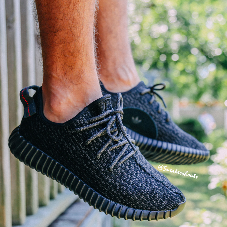 yeezy pirate black on feet