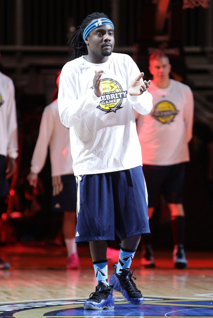 Wale wearing Nike Air Foamposite One Royal