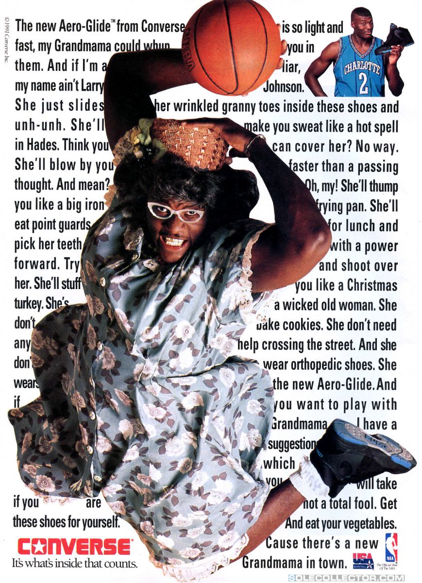 Vintage Ad Larry Johnson as Grandmama for the Converse Aero Glide