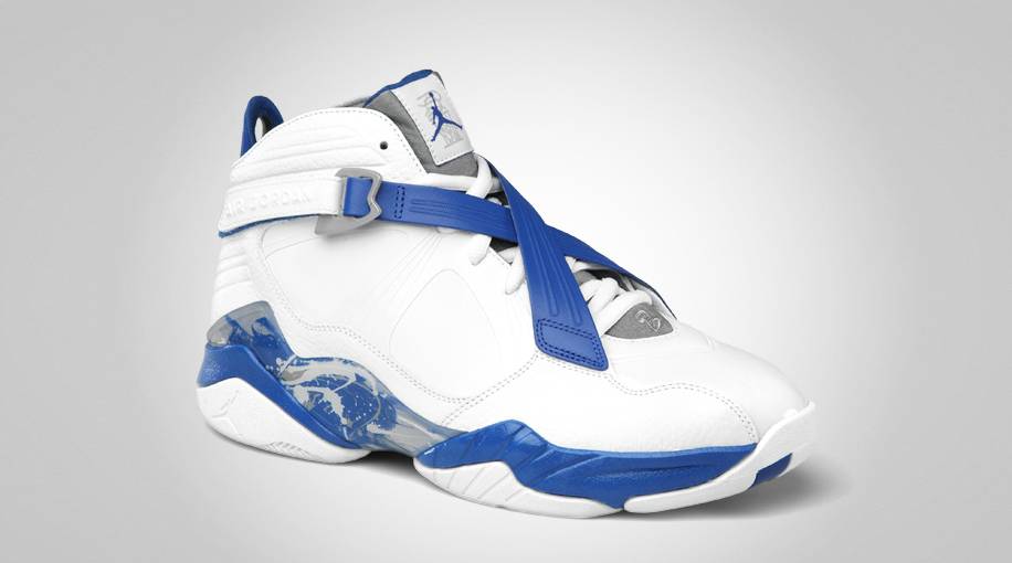 blue and white jordans 8