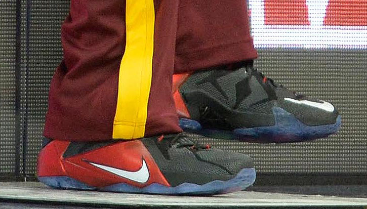 LeBron James wearing Nike LeBron XII 12 Black/Red PE (5)