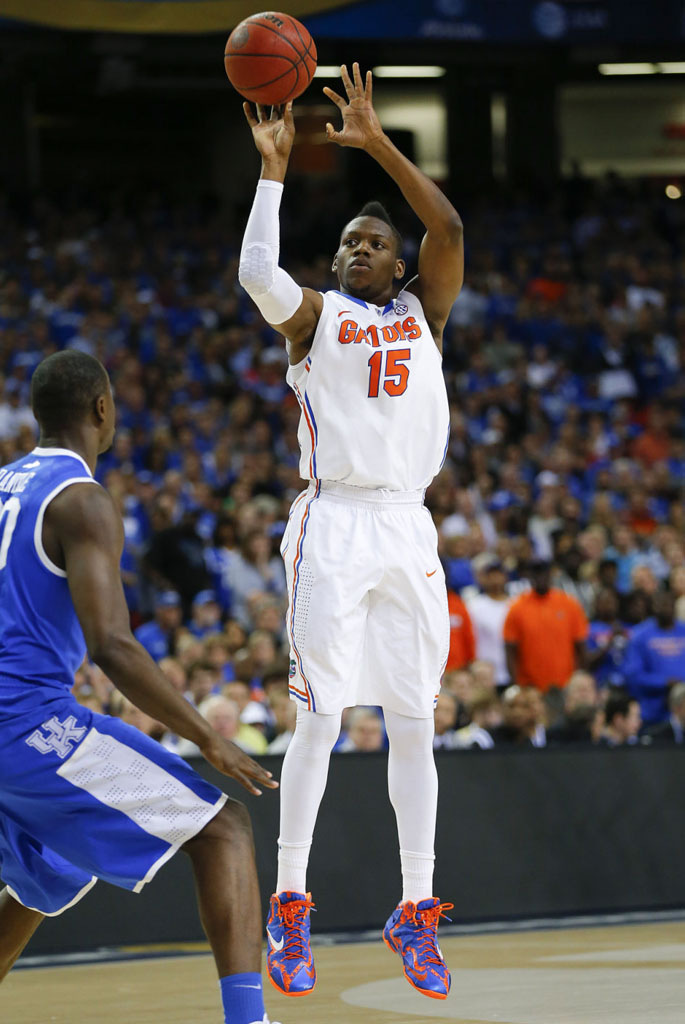 Will Yeguete wearing Nike LeBron 11 Florida Gators PE