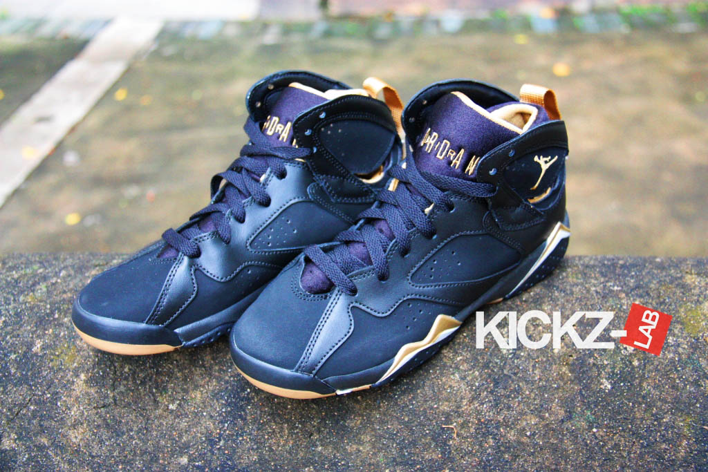 Black and cheap gold jordan 7