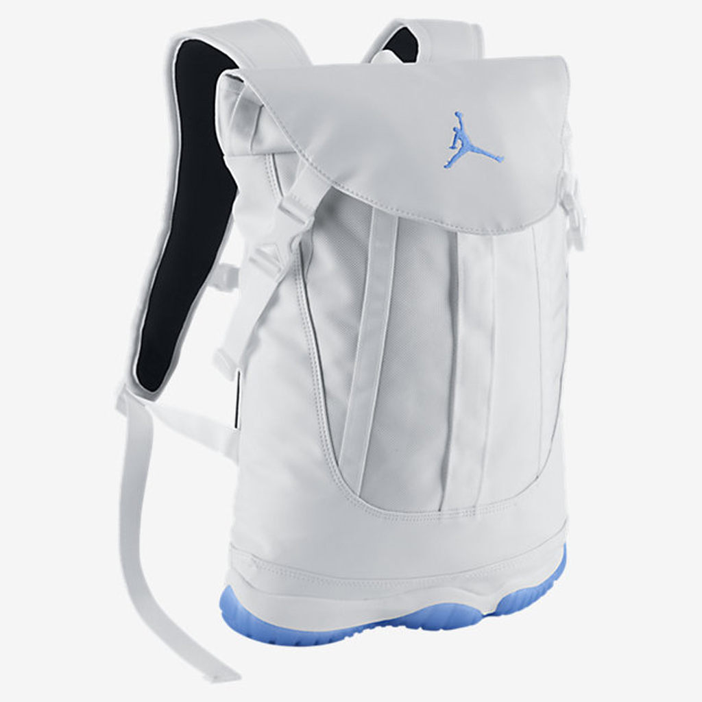 white leather jordan backpack