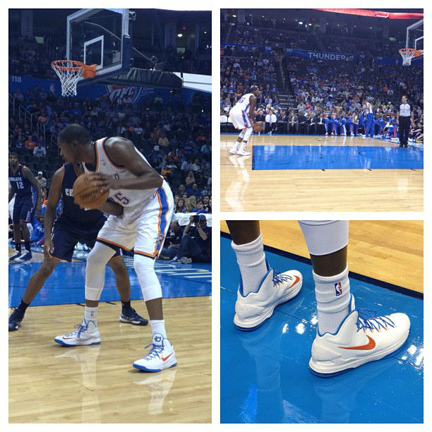 Kevin Durant wearing Nike KD V OKC Home (6)