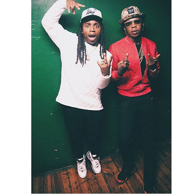 Trinidad James wearing Supreme x Nike Air Foamposite One Red