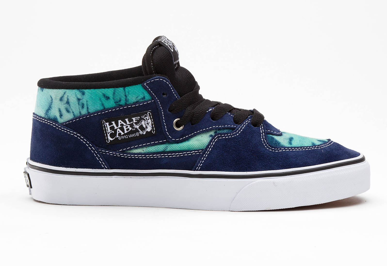 blue and white tie dye vans