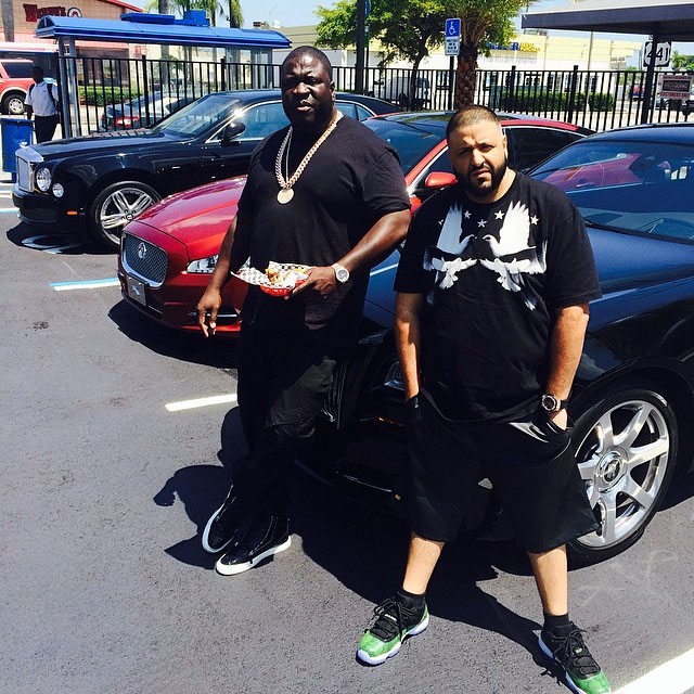 DJ Khaled wearing Air Jordan XI 11 Low Green Snake