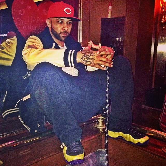 Joe Budden wearing Nike Air Foamposite One Custom