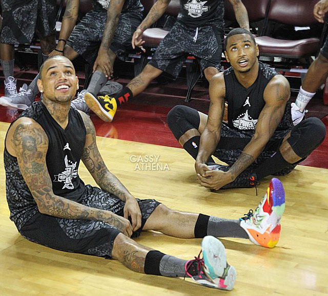 Chris Brown wearing 'What The' Nike LeBron 11