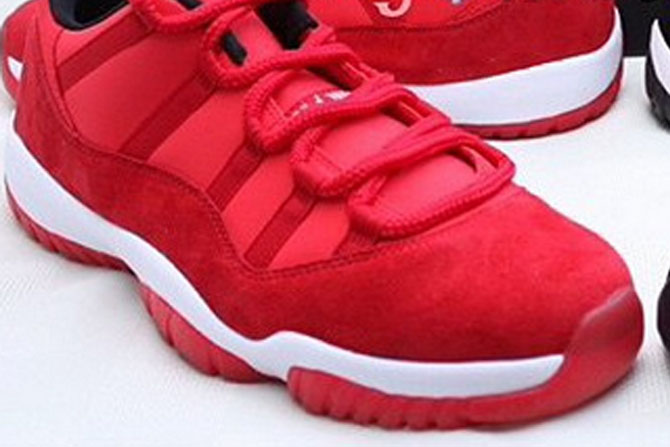 Air Jordan 11 Low Sample In Red Suede 