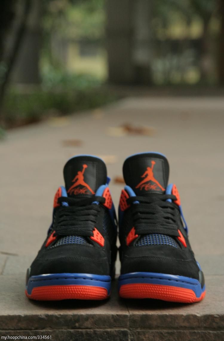 Air Jordan 4 IV Cavs Knicks Shoes Black Orange Blaze Old Royal 308497-027 (27)