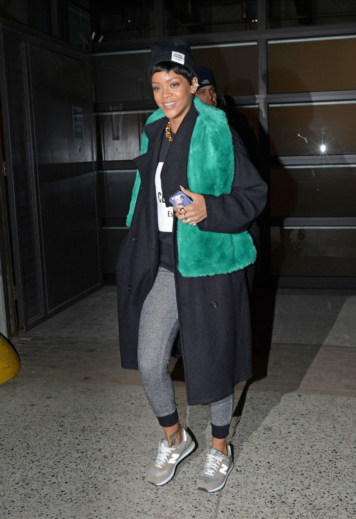 Rihanna wearing New Balance 574
