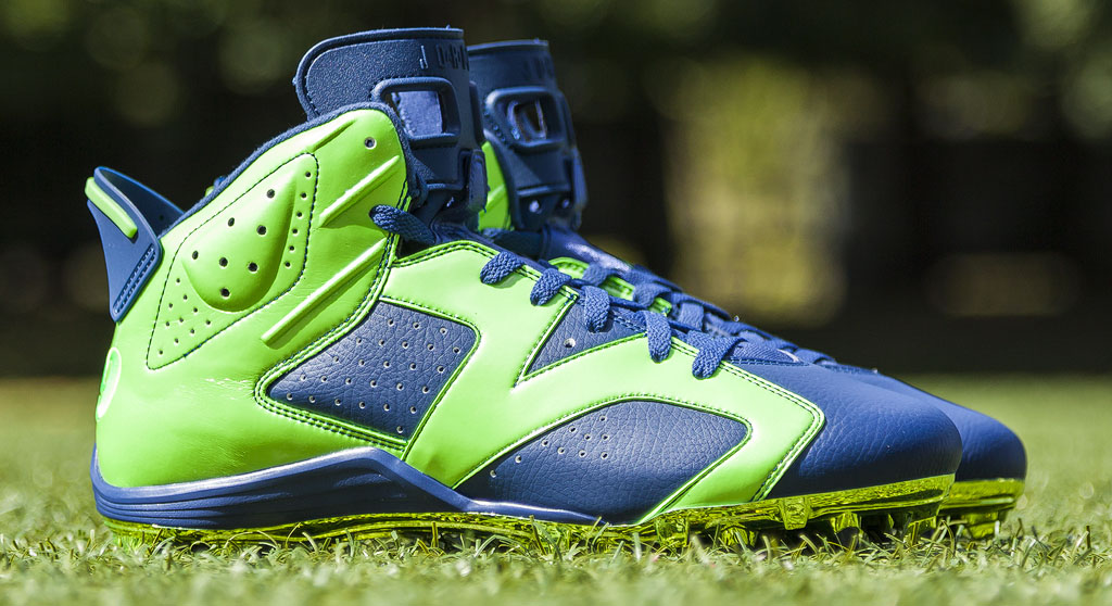 Earl Thomas' Air Jordan VI 6 Seahawks PE Cleats (1)