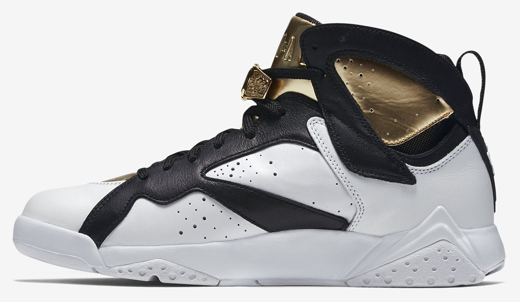 jordans 7 black and gold