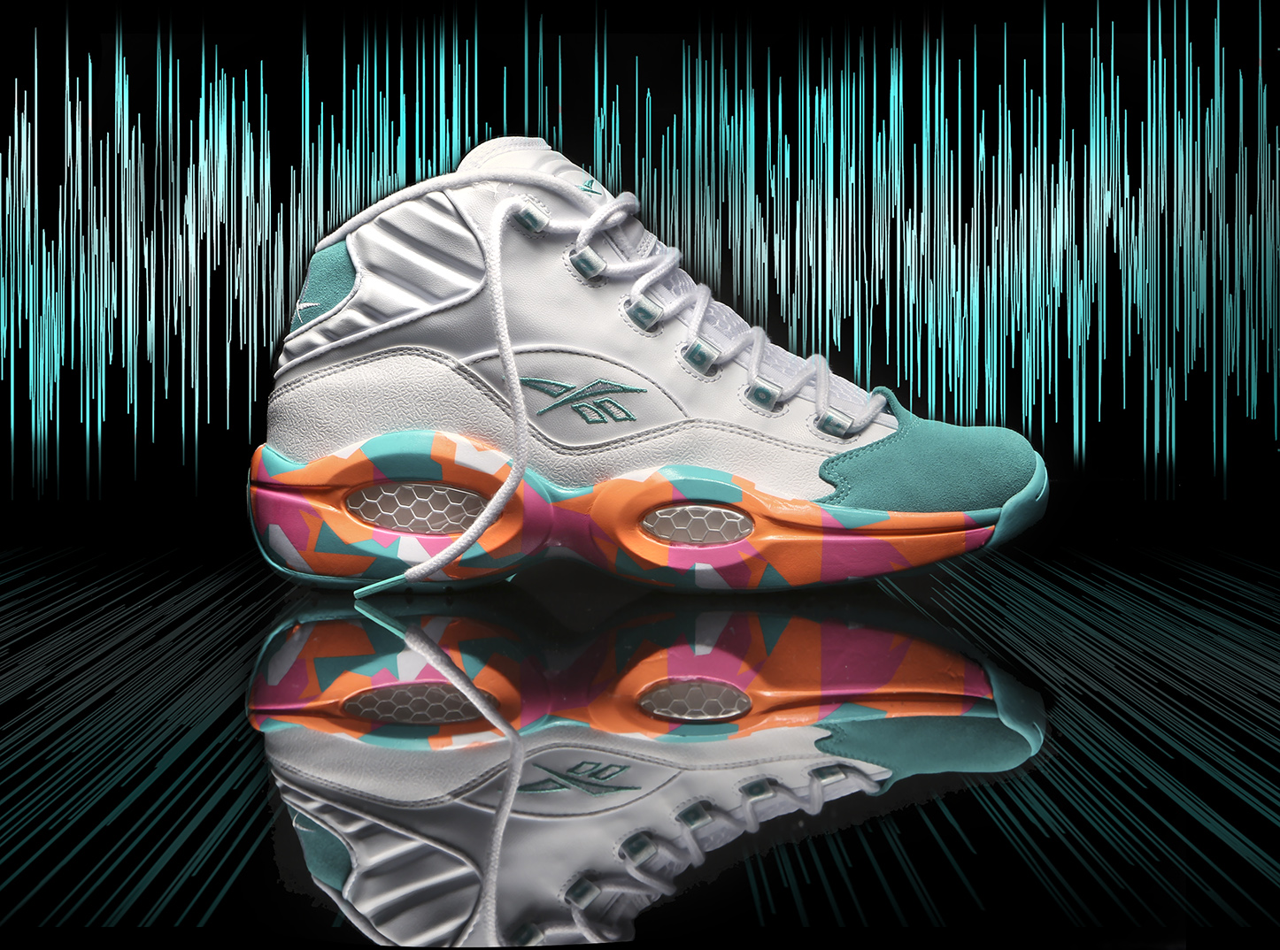 reebok question teal pink orange