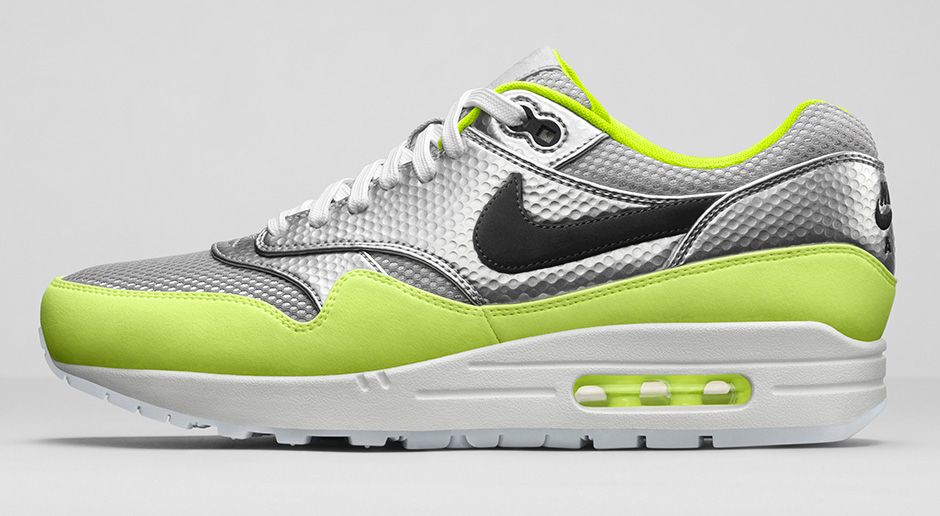 Nike Air Max 1 FB Mercurial Pack Metallic Silver and Volt