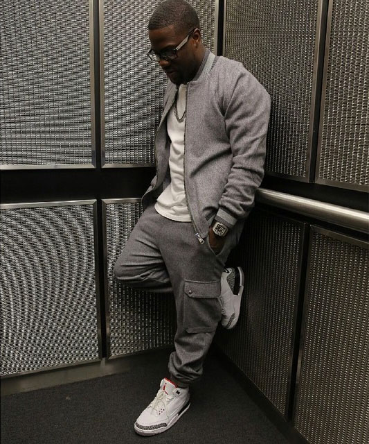 Kevin Hart wearing Air Jordan III 3 Retro '88 Cement