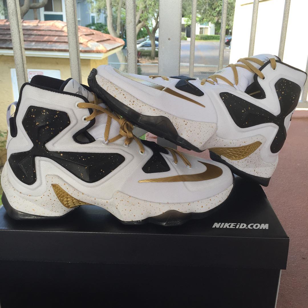 lebron 13 white and gold