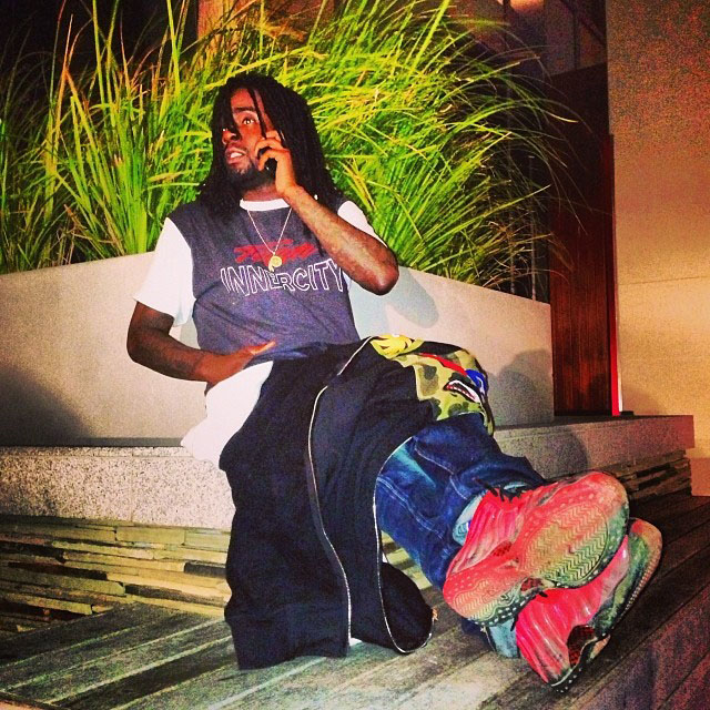 Wale wearing Nike Air Foamposite One Doernbecher