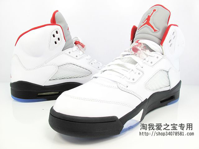 Air Jordan V 5 White Fire Red Black 136027-100 (5)