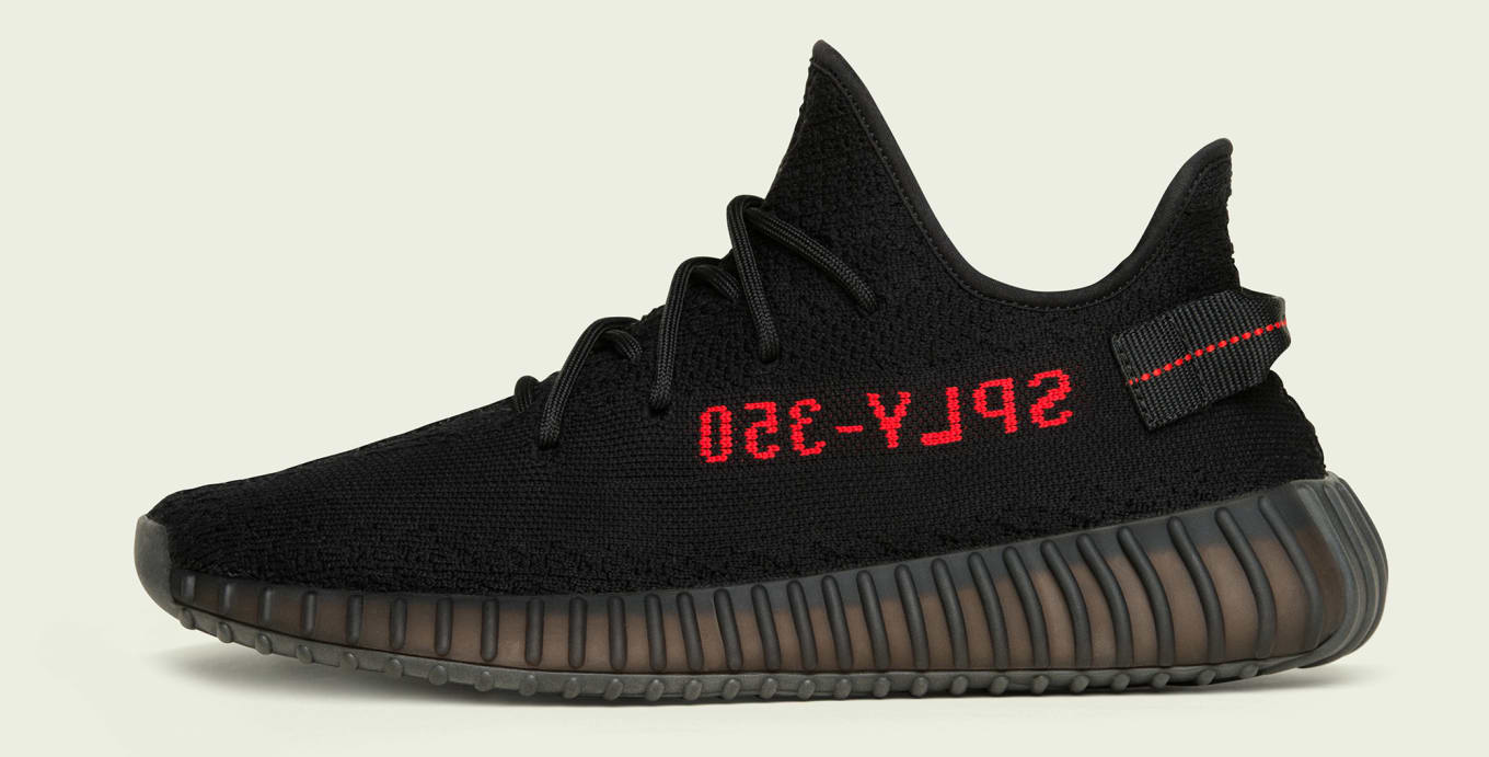 yeezy black with red letters