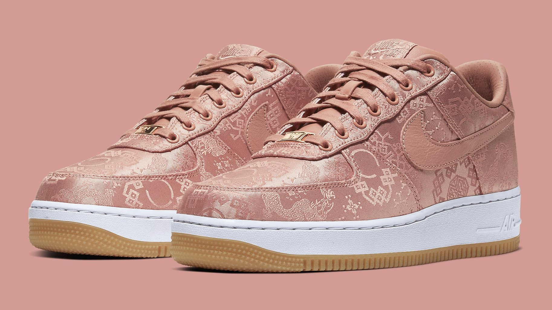 rose gold and white air force ones