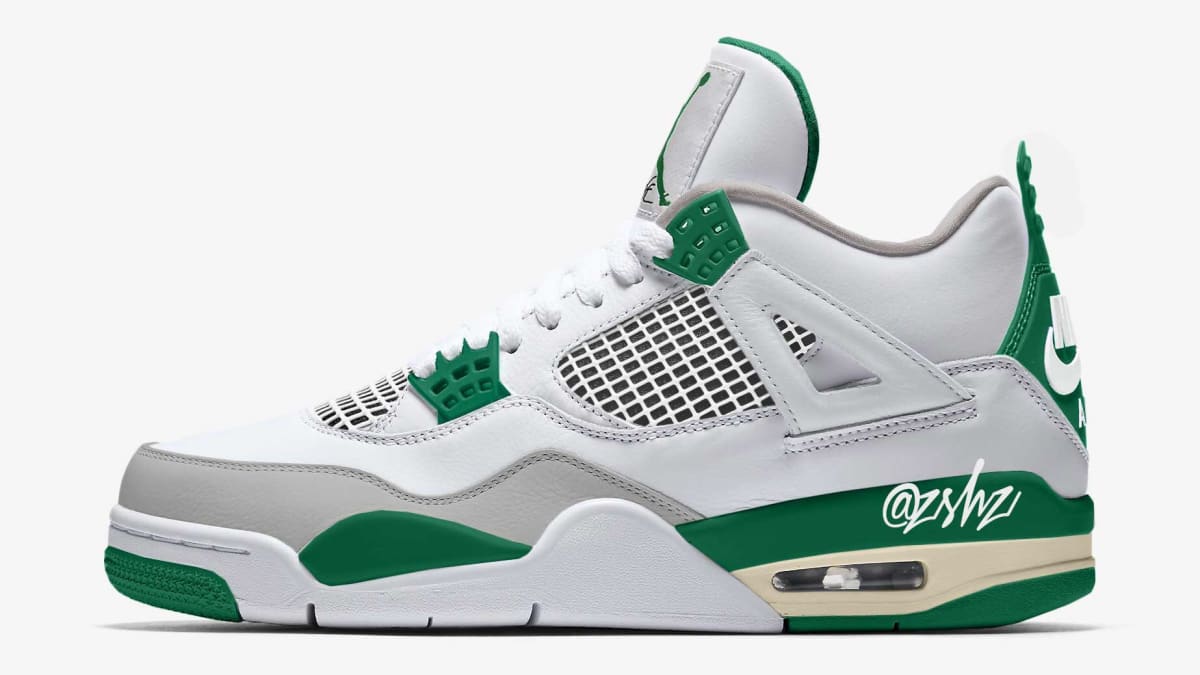 white jordan 4 green
