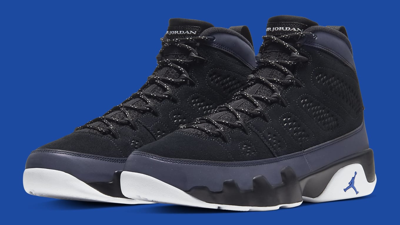 air jordan 9 racer blue on feet