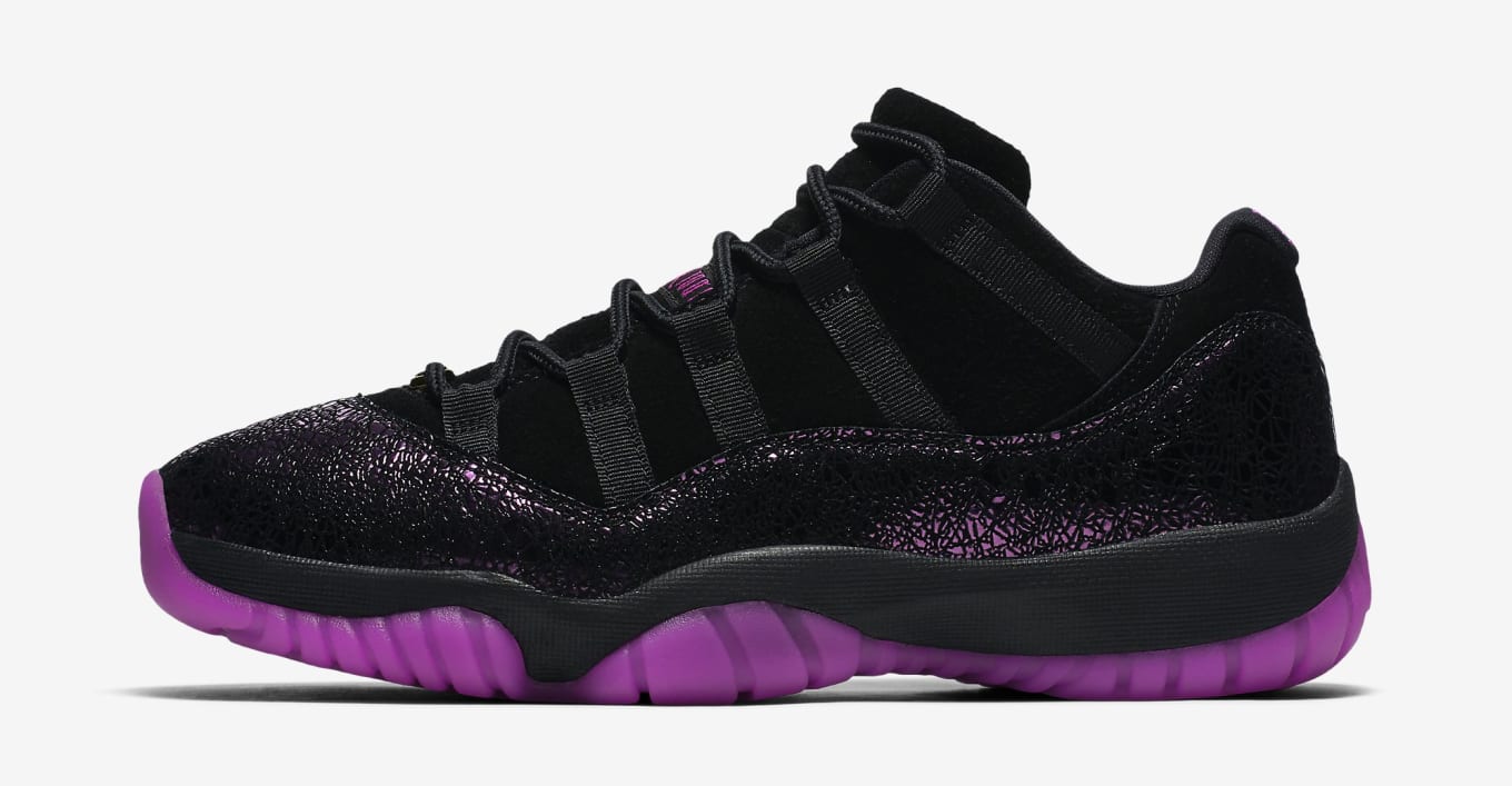 purple and black jordans 11