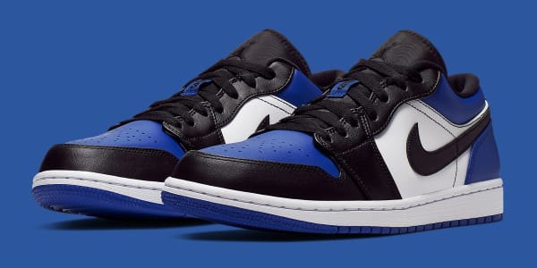 blue and white low top jordans