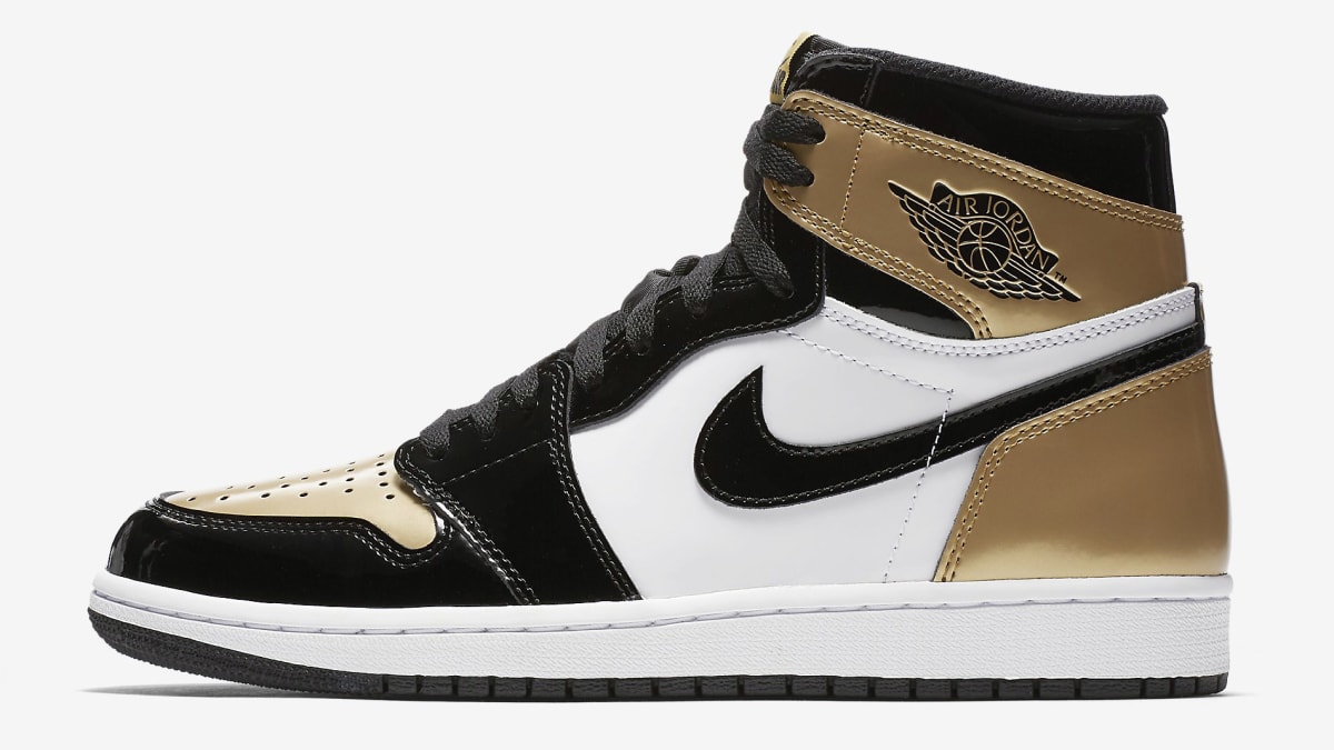 black and gold jordans with strap