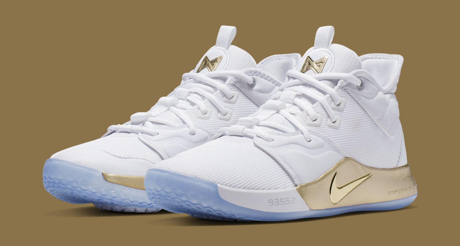 nike pg 3 nasa white gold