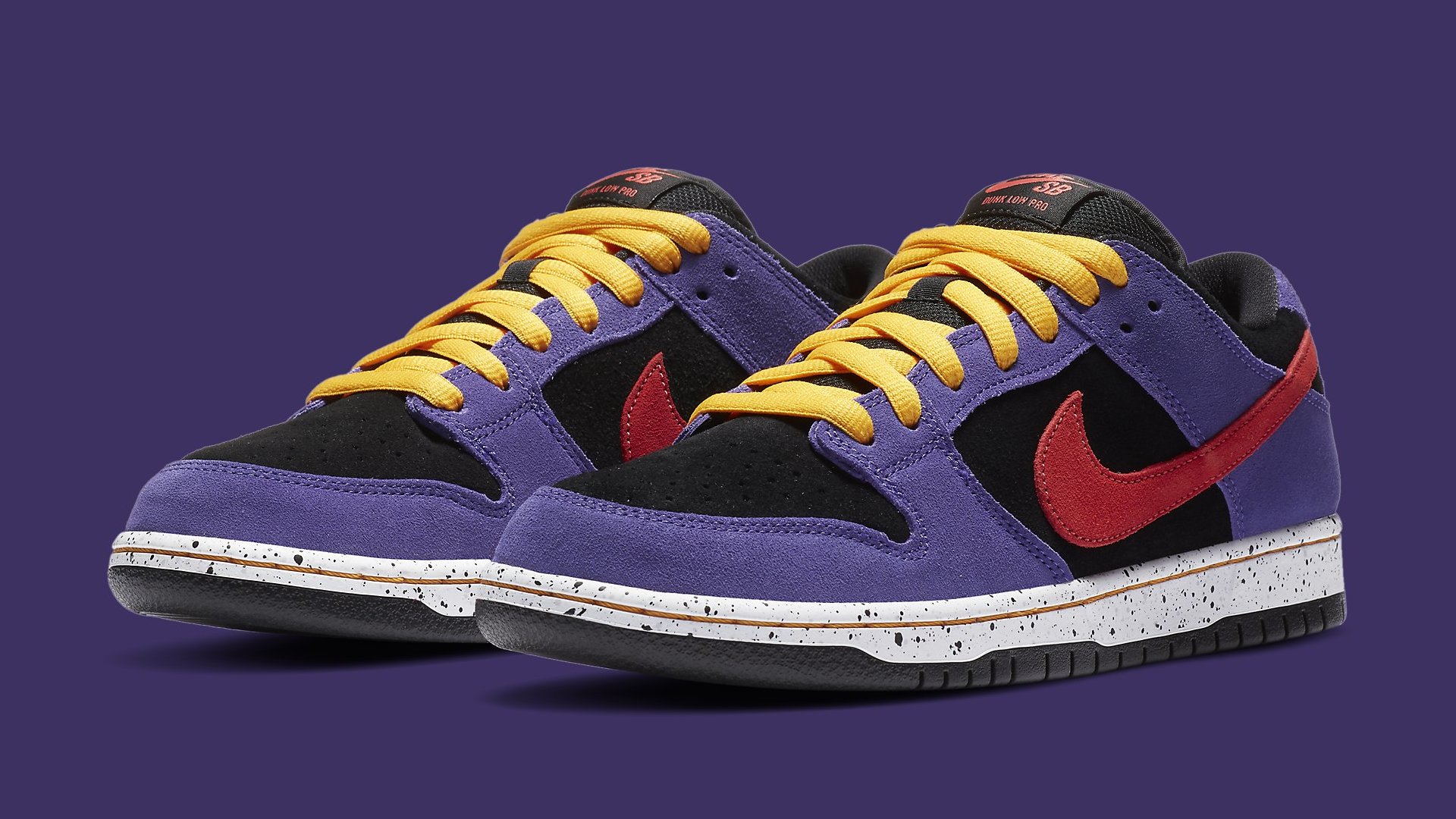 nike sb dunk low pro black sunburst varsity purple