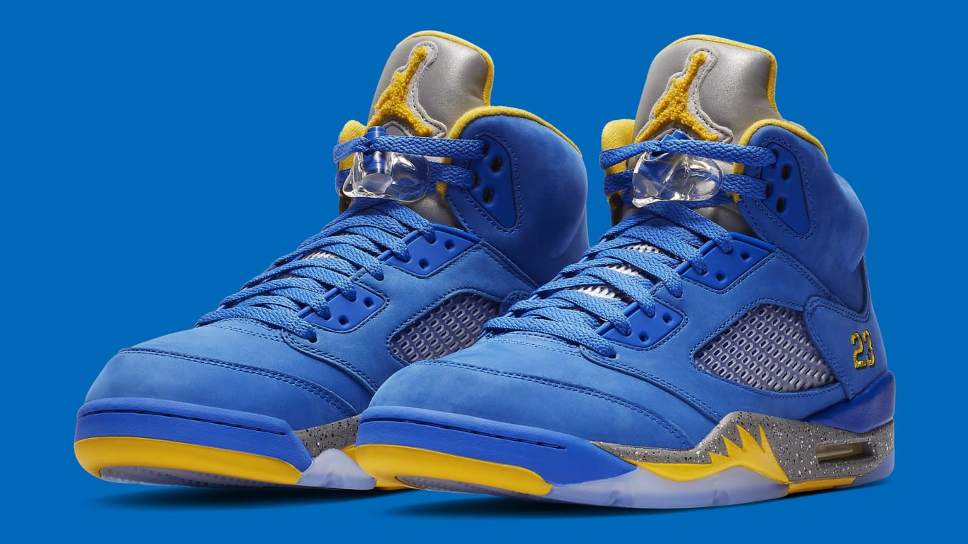 blue and yellow retro 5s