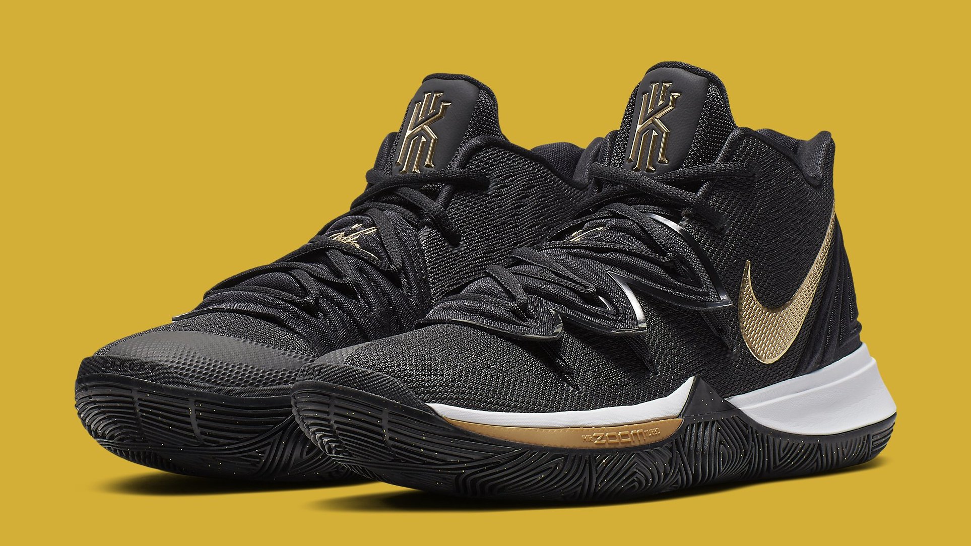 kyrie irving shoes 4 black and gold
