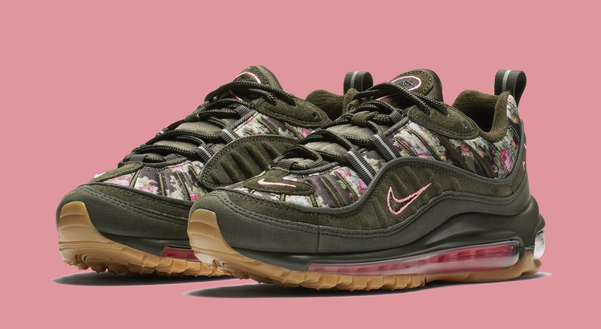 olive green and pink air max