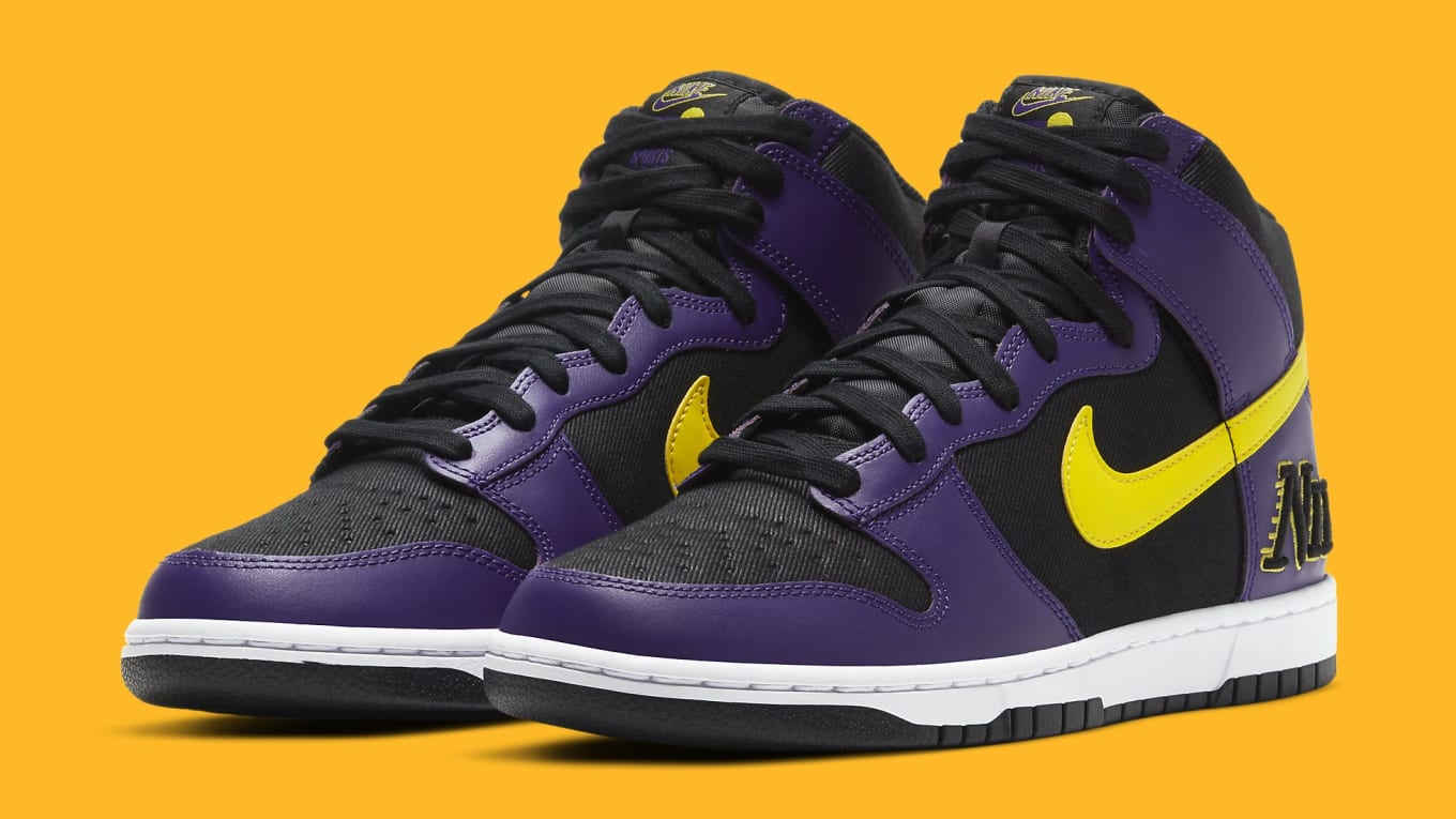 Nike Dunk High PRM EMB 'Lakers' Release