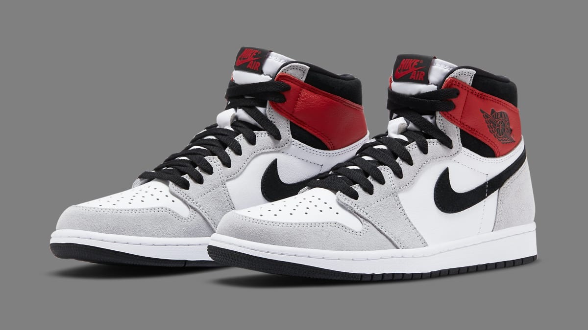 grey black and red jordan 1