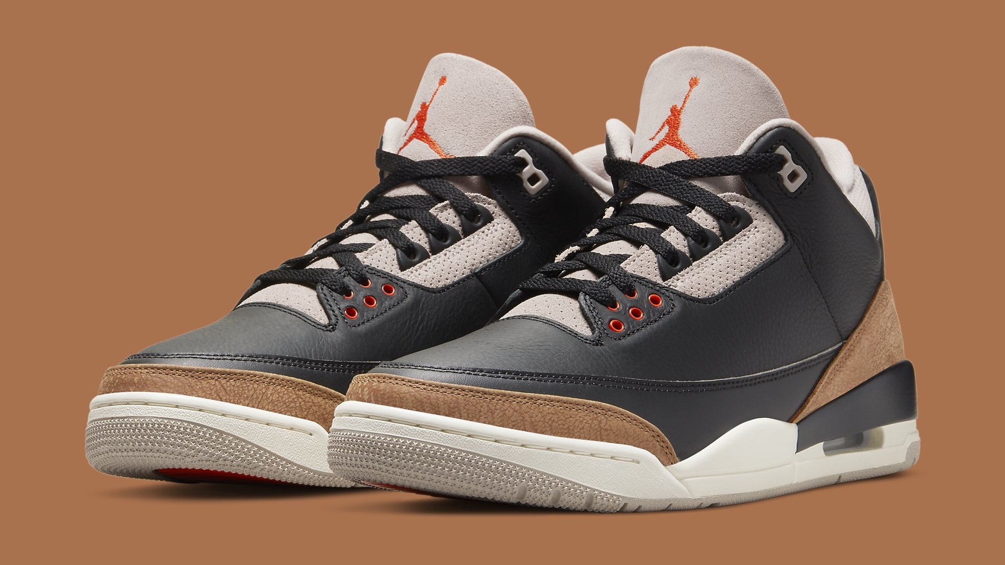 brown and white jordan 3