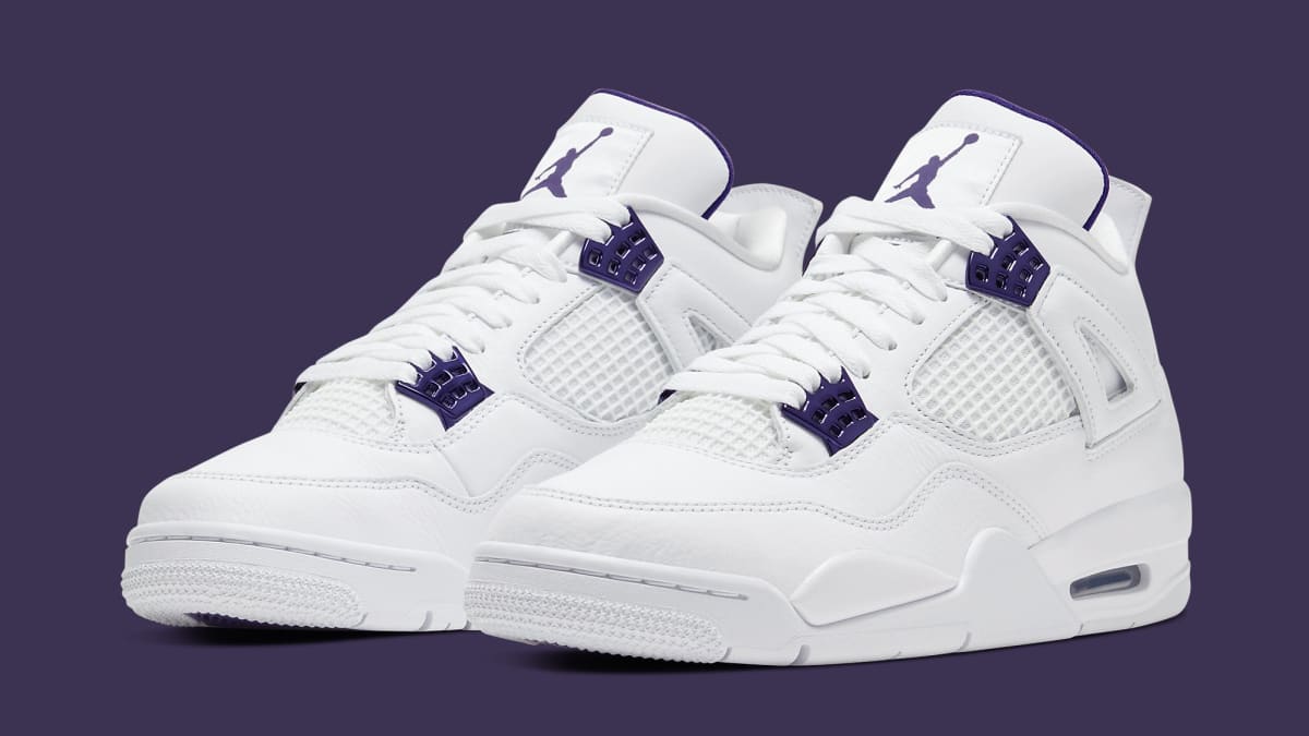 all white jordans with purple