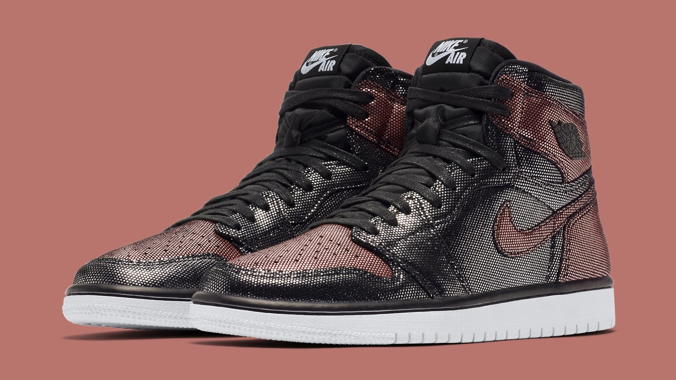 Jordan 1 fearless metallic rose gold on feet