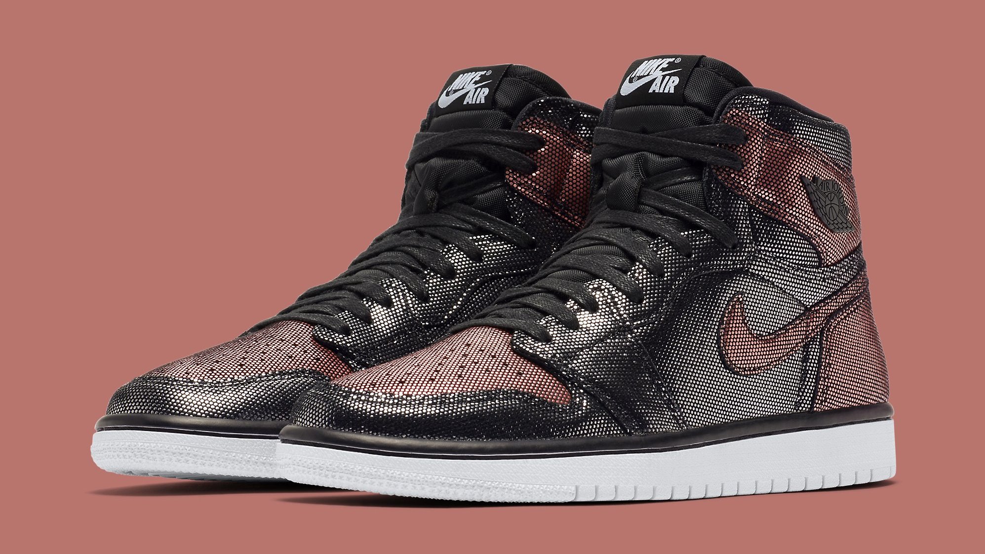 jordan 1 fearless metallic rose gold on feet