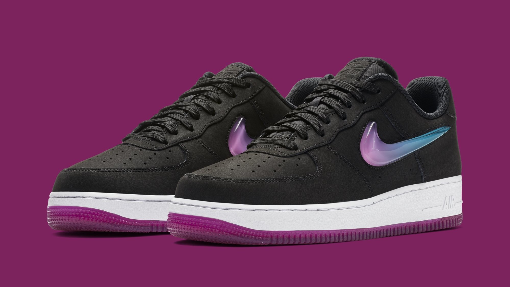 black nike with purple swoosh