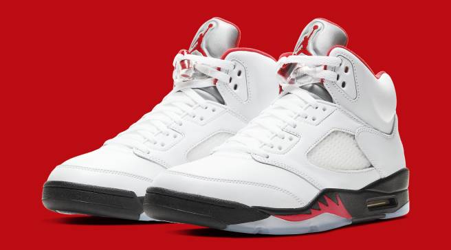 white and red jordan 5