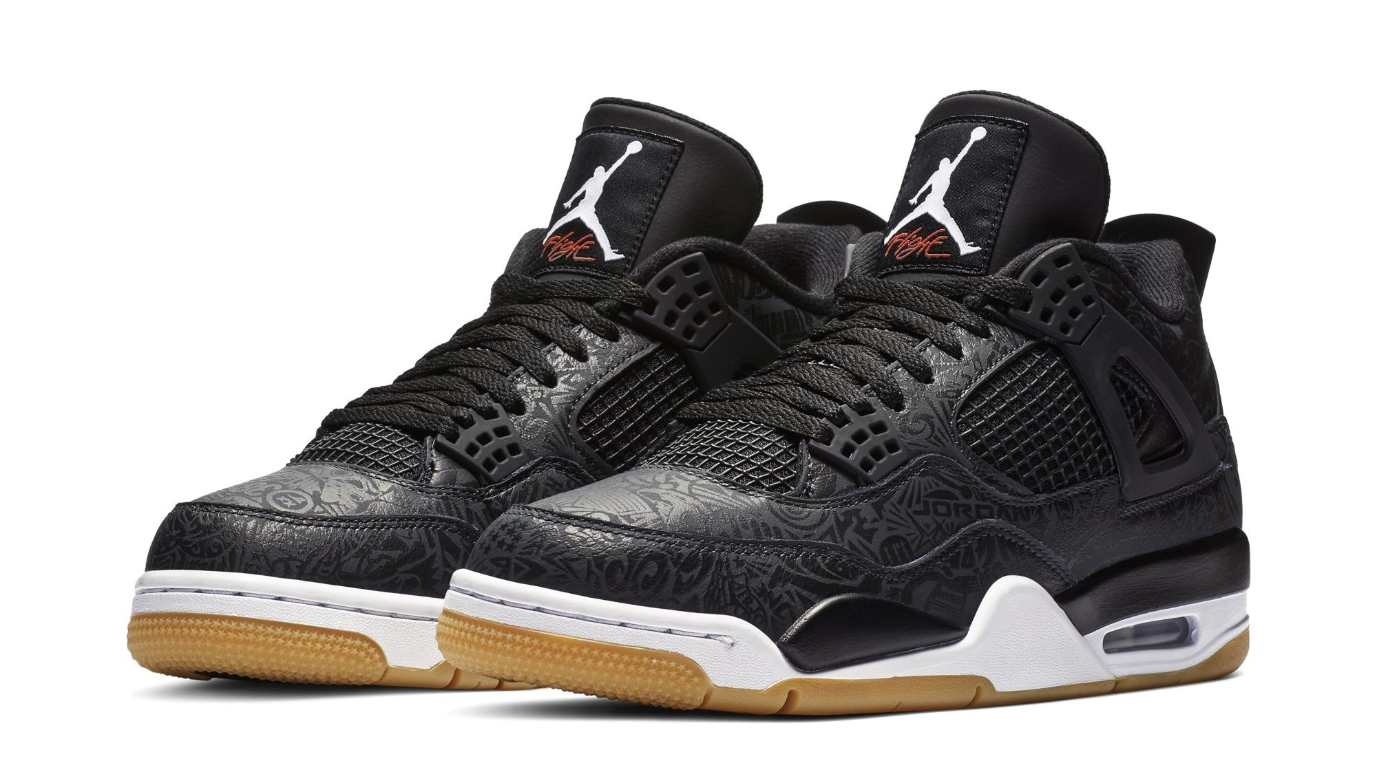 jordan 4 laser black gum on feet